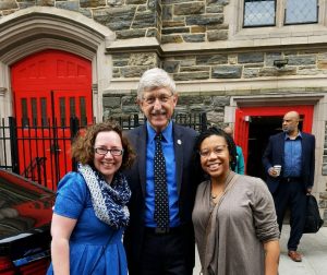 NNLM MAR Executive Director Kate Flewelling and All of Us Community Engagement Coordinator Veronica Leigh Milliner with NIH Director Francis Collins.