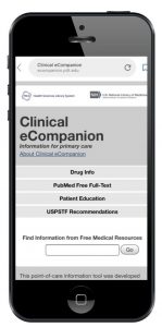 screen capture of the mobile Clinical eCompanion website