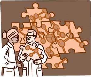 Illustration of scientists talking