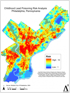Map of Childhood Lead Poisoining Risk in Philadelphia, PA from CDC Map Gallery