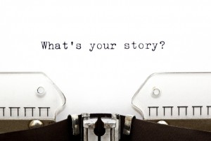 "What is Your Story" typed on paper in an old typewriter