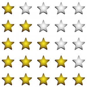 Five stars ratings with shadow on white
