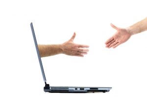 Handshake between a laptop and a human