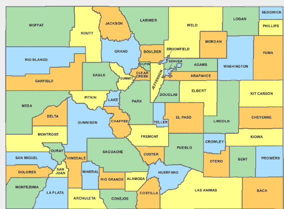 Map of Colorado Counties 