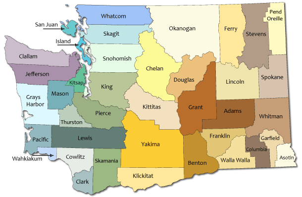 Washington State Map with Counties