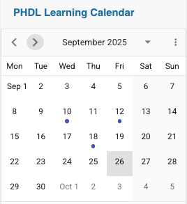 PHDL Monthly Learning Calendar 