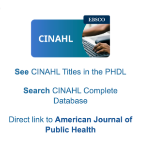 CINAHL Toolbox Schreenshot from the PHDL