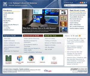 NLM homepage January 11, 2011