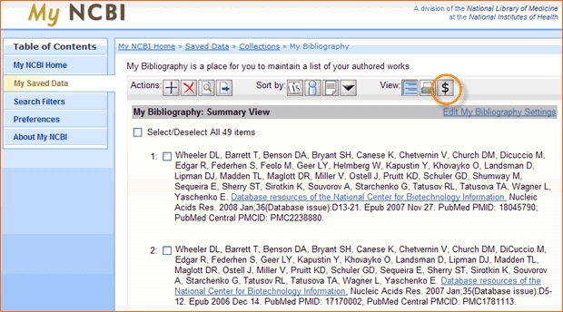 Screenshot of MyBibliography