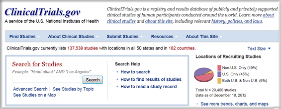 ClinicalTrials.gov website