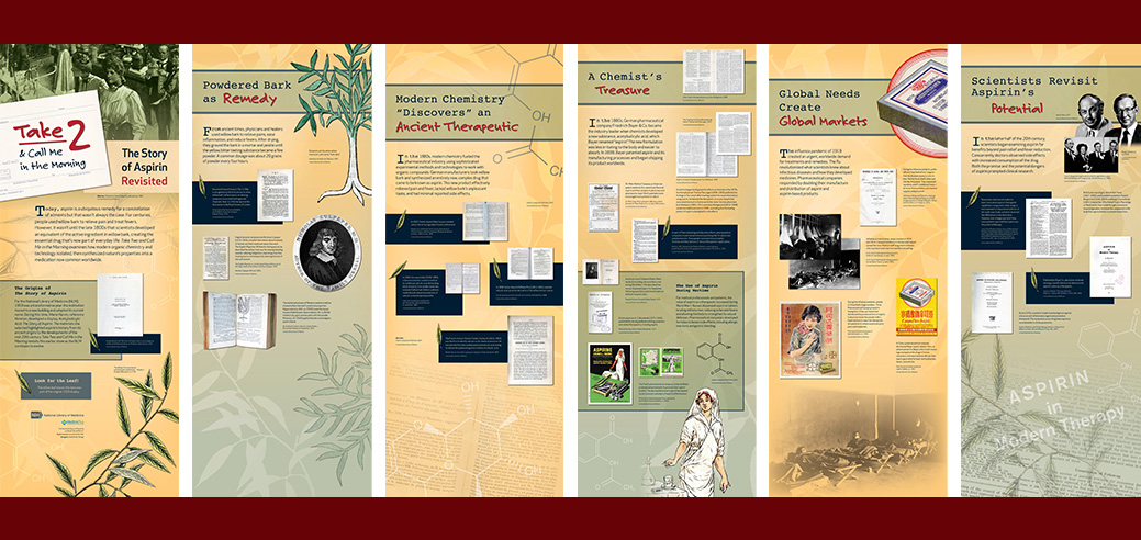 Collage of the six banners used in the traveling exhibition