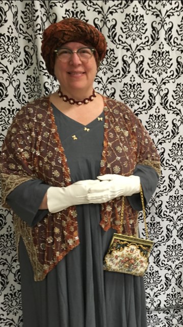 Ann dressed up for a Jane Austen ball