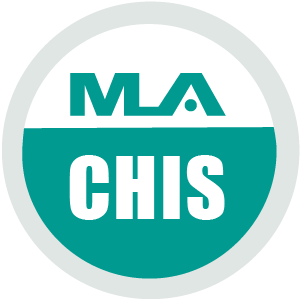 CHIS Logo. Circle with MLA letters on white background and CHIS letters below on green background