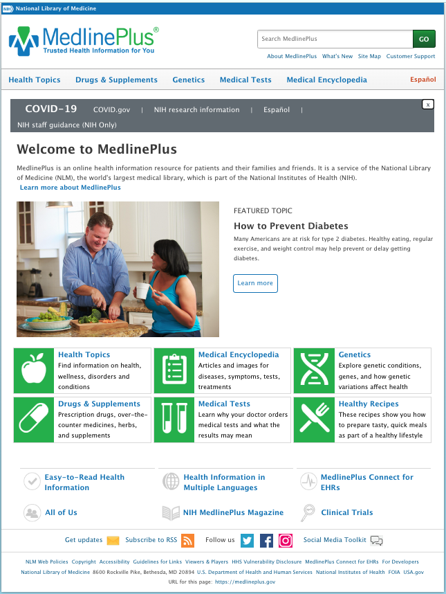Refreshed MedlinePlus home page