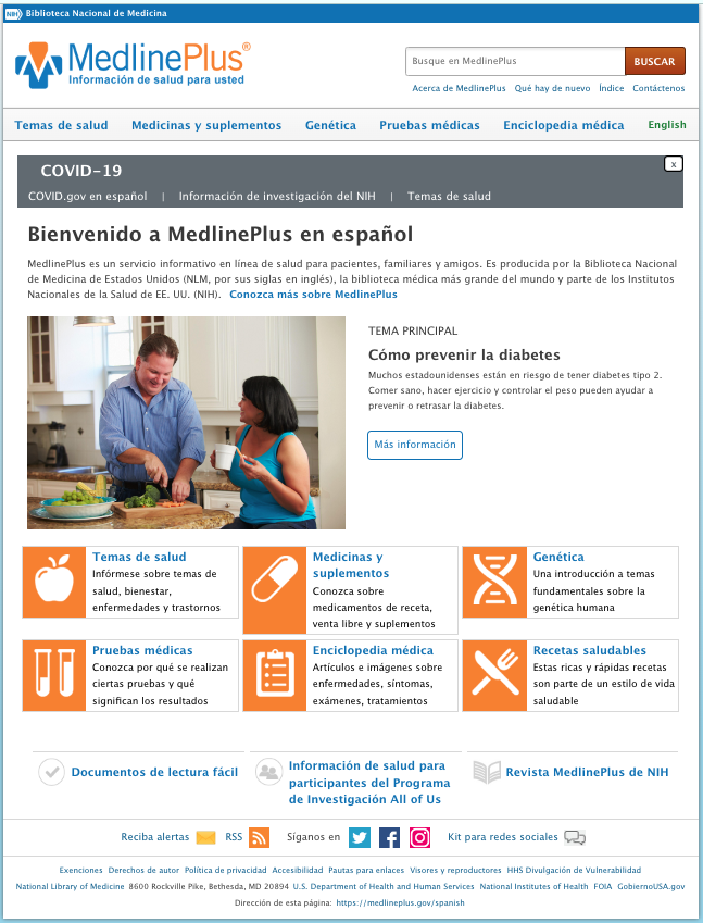 MedlinePlus Spanish refreshed home web page