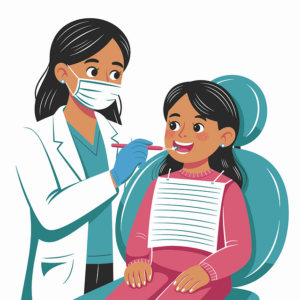 School aged child receiving dental care.