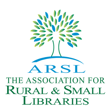 Green and blue tree on a hill with text: ARSL The Association for Rural & Small Libraries