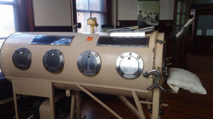 Iron lung displayed at the Public Health Museum