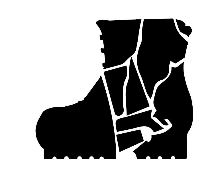 Logo for New England Science Bootcamp, consisting of the New England states in the shape of a black and white boot