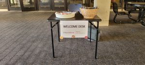 Photo of welcome table outside Science and Engineering Library