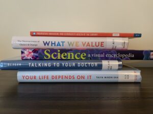 Stack of books to create poem. 