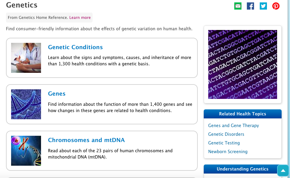 The new Genetics webpage within MedlinePlus.gov